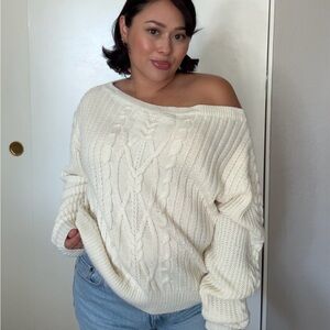 Off-Shoulder Cream Sweater